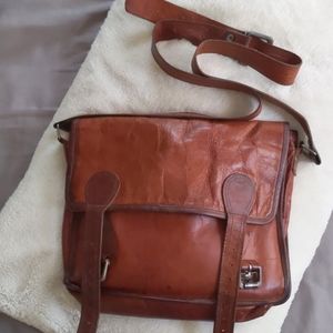 Cognac leather crossbody bag
